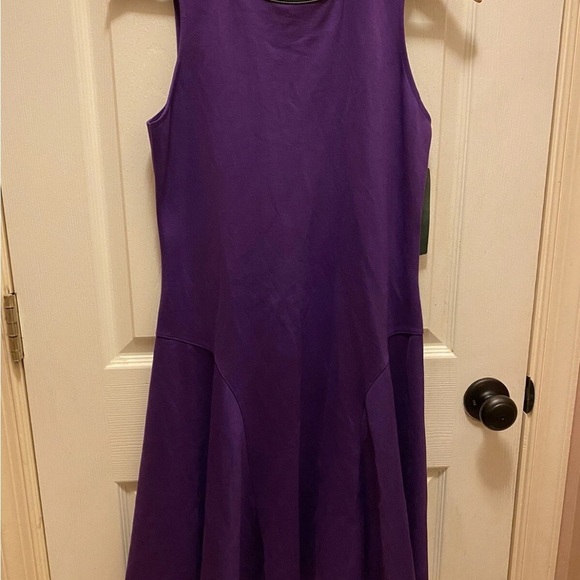 Lauren Ralph Lauren Dresses & Skirts - Lauren Ralph Elegant Brill Purple Sleeveless Dress w/ Faux Leather Trim Sz NWT!!